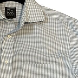 Jos. A. Bank White & Blue  Grid Check Dress Shirt 15/33